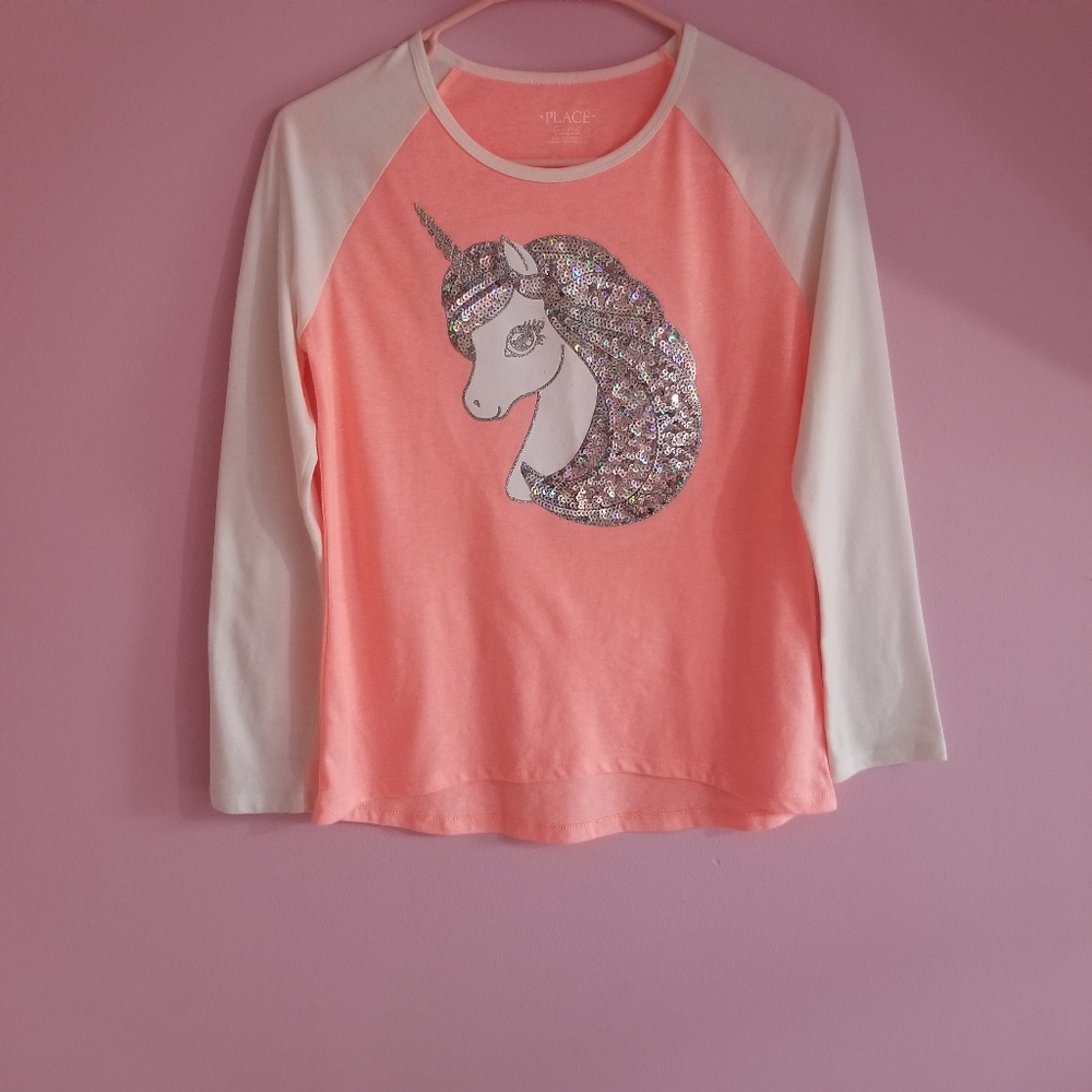 Children's Place Girls Flip Unicorn Top